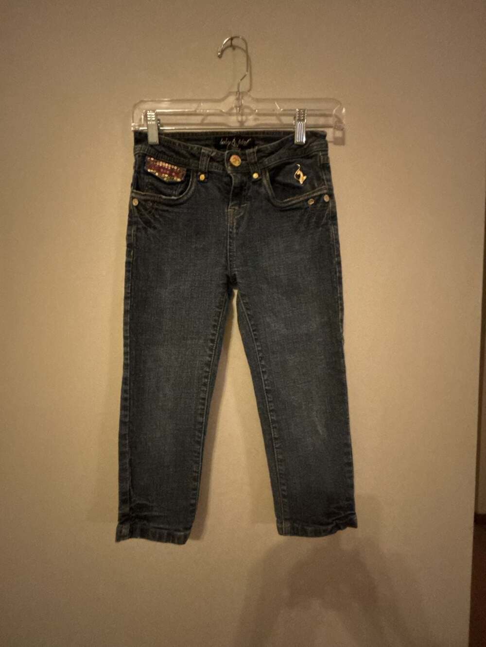 Baby Phat Jeans Size 12 Dark Wash Sequin Pocket Embellished Denim